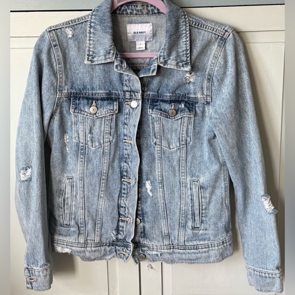 💙 Upcycled Guns N’ Roses Graphic Band Tee On Old Navy Denim Jean Jacket - Picture 2 of 5